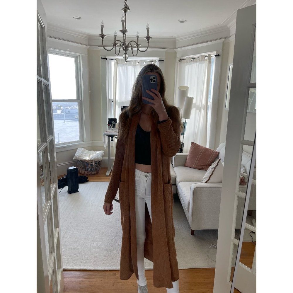 Oak + Fort Long Open Cardigan in Size XS